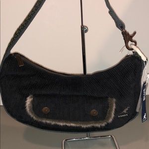 Kangol Black & Green Corduroy Demi Purse Handbag